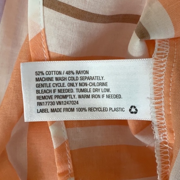 Stripe Button Front Long Sleeved Top In Multi Coral Sz Medium NEW! - Picture 4 of 4